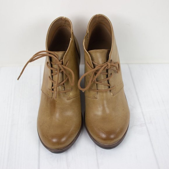 Torrid Tan Lace Up Wedge Ankle Boots - Picture 2 of 6